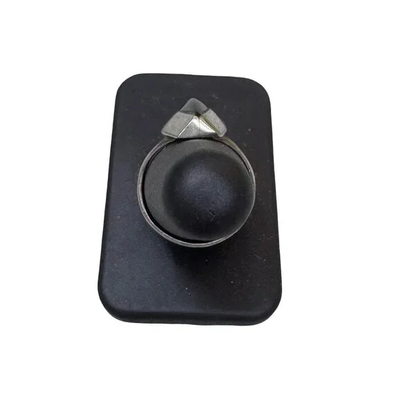 Vintage Modernist MCM Sterling Silver Ring Black Onyx Marquise Cut Stone Size 8 - Picture 8 of 10